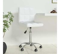 SooIarix Silla de oficina giratoria blanca de piel sintética con muelle de gas, 40 x 47 x 74,5 - 86 cm, soporta hasta 110 kg, ergonómica con ruedas para oficina en casa, silla de escritorio giratoria