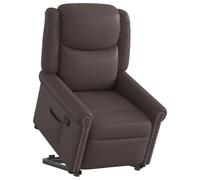 SooIarix Sillón de relax eléctrico con ayuda para levantarse, piel sintética marrón brillante, 77 x 92,5 x 99 cm, respaldo ajustable y reposapiés, gran comodidad para salón, diseño de sillón orejero
