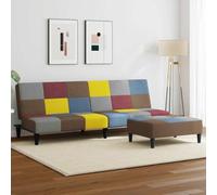 SooIarix Sofá cama de 2 plazas con reposapiés, tejido patchwork, 200 x 84,5 x 69 cm, extensible, estructura de madera resistente, para salón y habitación de invitados, multicolor