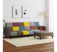 SooIarix Sofá cama de 2 plazas, tejido patchwork, con reposapiés, 220 x 84,5 x 69 cm, tejido de poliéster resistente, sofá convertible para habitación de invitados, multicolor