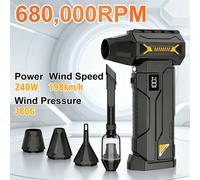 Soplador de Aire Comprimido Inalámbrico Recargable de 680.000 RPM, 2 en 1, Succión y Soplado, para Teclado de PC, Coche y Exteriores A