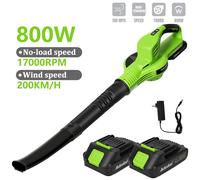 Soplador de aire eléctrico inalámbrico de 21 V, 800 W, para limpiar hojas en jardines y céspedes, con 2 velocidades, herramienta eléctrica de limpieza, compatible con baterías Makita. With 2XBattery