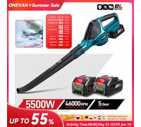 Soplador de aire eléctrico sin escobillas ONEVAN de 5500W, inalámbrico, para hojas, polvo y nieve, herramienta de alta potencia para batería Makita de 18V. 1Battery 1EU Plug