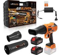 Soplador de hojas a batería de 21V, 4000mAh, sin escobillas, con un caudal de 385 CFM y una velocidad de 32000 RPM. Juego de soplador de hojas