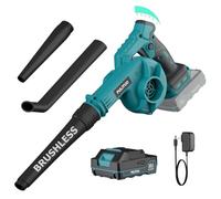Soplador de Hojas a batería para Makita 18V, Motor sin escobillas, batería y Cargador incluidos, 6 velocidades, 257 km/h, Ligero y Compacto con 3 boquillas para Hojas, Polvo, jardín y hogar