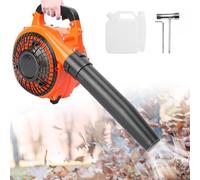 Soplador de hojas de gasolina, aspiradora y trituradora portátil de mano, inalámbrico para soplar hojas, nieve, polvo y aspirar patio/patio, 26 cc