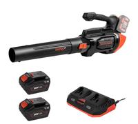 Soplador de Hojas Dnipro-M DCB-202BC Dual, con 2 Baterías de 6Ah Cada | Modo Turbo con hasta 245 km/h de velocidad │ Bolsa recolectora de 45 litros │ Incluye 2 baterías 6Ah y cargador dual