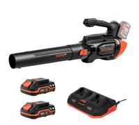 Soplador de Hojas Inalámbrico DCB-202BC Dual - Limpieza Potente Kit con 2 Baterías 2 Ah y Cargador, Motor Brushless, 1020 m³/h, 240 km/h, 4 Velocidades + Turbo - Jardín, Patio y Garaje - por Dnipro-M