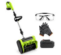 Soplador de Nieve inalámbrico eléctrico, 10" Ancho 25ft Lanzamiento | Pala para nieve sin escobillas, placa direccional ajustable 45°, kit sopladora de nieve para entrada(One battery)
