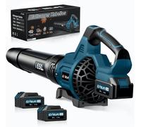Soplador eléctrico inalámbrico de 18 V, con una velocidad de 257 km/h, que cuenta con 3 velocidades y 2 baterías de 5,2 Ah. Es un soplador inalámbrico ideal para el jardín, para remover hojas, polvo y