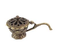 Soplete de bobina de metal - Bandeja de cono retro de 3,8 pulgadas, diseño de captura de cenicero ignífugo de aleación | Flor de loto tibetana Zen, decoración de mesa, regalos para el hogar