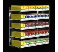 Soporte acrílico para exhibición de cigarrillos, paquete de 10 bandejas transparentes para empujar al por menor, estante para tabaco montado en la pared o encimera, gabinete de exhibición de 5 capas y