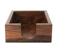 Soporte adhesivo de madera de nogal negro para escritorio, cuadrado, ranura frontal, esquinas redondeadas, base antideslizante, se adapta a notas Post-it de 4 x 4 pulgadas, organizador de escritorio