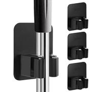 Soporte adhesivo de pared para herramientas y escobas Unyqoos® (juego de 4) – Acero inoxidable 304, rodillos de silicona antideslizantes, sin necesidad de taladrar, capacidad de hasta 5 kg por soporte