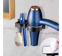 Soporte autoadhesivo para secador de pelo de la marca Unyqoos, para montaje en pared sin necesidad de taladrar. Fabricado en acero inoxidable, resistente al calor y con almohadilla de silicona para pr