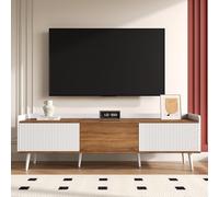 Soporte Compacto para TV móvil, 49,5 cm de Altura, 160 cm de Longitud, 39 cm de Ancho, 3 estantes, Acabado Negro y Natural, Ideal para televisores y Entretenimiento en el hogar