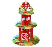 Soporte de 3 niveles para magdalenas del desierto de granja, soporte para magdalenas de granja, soporte para magdalenas, torre de granja, decoración de cumpleaños y baby shower