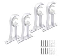 Soporte de barra de cortina romana de aleación de aluminio, montaje lateral para una fácil instalación, sostiene barras de cortina estándar pesadas, juego de 4 accesorios blancos para ventanas de