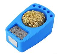 Soporte de caja de escoria de soldadura de silicona, herramienta de limpieza para eliminar estaño desoldador con bola de alambre de cobre y esponja húmeda, estación resistente al calor para