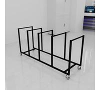 Soporte de cartón portátil de acero con divisores, estante de almacenamiento de cartón móvil con ruedas giratorias, organizador de cartón para el almacén del hogar