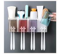 Soporte de cepillos de dientes de pared, marca Solidchoice, con dispensador de pasta de dientes y juego de tazas