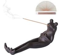 Soporte de cerámica para incienso Unyqoos® con forma de rana – cenicero hecho a mano, 21 x 9 x 6 cm, decoración original para yoga, meditación, hogar y oficina