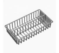 Soporte de cubiertos de acero inoxidable con agujeros de drenaje, organizador de utensilios de cocina para palillos y cucharas, cesta de vajilla inoxidable para hogar y restaurante, plata 30 x 15 x 7