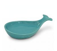 Soporte de cuchara de ballena para estufa, soporte de cuchara de cerámica para encimera de cocina, decoración moderna de cocina de granja, 7.8 x 4.8 pulgadas (azul aguamarina)