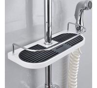 Soporte de ducha ajustable Unyqoos® sin necesidad de taladro – Acero inoxidable/Aluminio/ABS, 31x21x6,5 cm, capacidad de carga 8 kg, para barras de ducha de Ø19–25 mm
