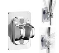 Soporte de ducha de pared con adhesivo fuerte ABS impermeable soporte de ducha sin taladro compatible con azulejos cromo instalación fácil base alta resistencia diseño moderno instalación rápida Silve