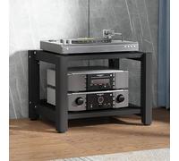 Soporte de estante para juegos - Estante AV ajustable para proyectores, reproductores de DVD y consolas PS5 - Vitrina de esquina con estantes de madera para CD y DVD (negro, 60 x 50 x 40 cm)