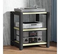 Soporte de estante para videojuegos, estante de esquina para reproductor de discos, proyector PS5, reproductor de DVD y consola de juegos, armario de madera para CD/DVD, 60 x 50 x 64 cm, color madera