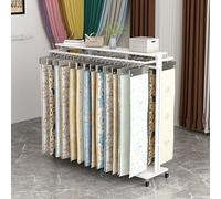 Soporte de exhibición comercial de tela textil con ruedas, organizador de muestras de telas de feria, estante de exhibición de tarjetas de color para colcha/manta/cortina, estante de tela de pie para