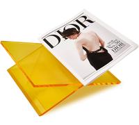 Soporte de libros acrílico dorado con estructura cruzada: práctico atril para libros de cocina y revistas