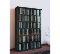Soporte de madera para CD DVD Estante Armario Soporte de almacenamiento Puerta de cristal Roma Soporte de madera para CD DVD Estante Armario Soporte de almacenamiento Puerta de cristal Roma Negro