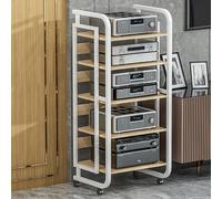 Soporte de madera para reproductores de discos y CDs, centro de entretenimiento, elegante estantería para el hogar y la oficina (blanco, 50 x 40 cm)