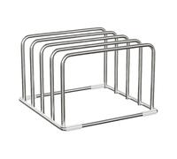 Soporte de metal para tabla de cortar, 4 ranuras de acero inoxidable, organizador de gabinete de cocina para tablas de cortar, bandeja de hornear, bandeja de galletas, tapa de olla