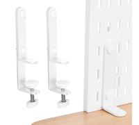 Soporte de Montaje Blanco 2 Piezas para Tablero Perforado de Mesa | Panel Escritorio Organizador Pared, Hierro Metal, Montaje sin Perforar, 2 Soportes para Mesas y Hogares