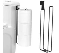 Soporte de papel higiénico autoadhesivo de hierro negro con barra de toalla, estante de almacenamiento para baño de montaje en pared sin taladro Negro