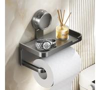Soporte de papel higiénico con ventosa, dispensador de toallas de papel, almacenamiento de rollos de papel, para el hogar, sin perforaciones, para colgar en la pared Double layer white