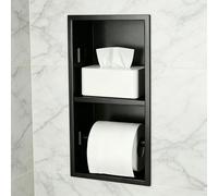 Soporte de papel higiénico de acero inoxidable de doble capa, para instalación empotrada
