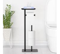 Soporte de papel higiénico de pie, de acero inoxidable, para 4 rollos, con estante, ideal para el baño