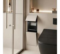 Soporte de papel higiénico empotrado de acero inoxidable 4 en 1 con cubo de basura y cepillo, organizador de baño montado en la pared con estante, dispensador de pañuelos oculto en la pared (13.4 x