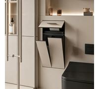 Soporte de papel higiénico empotrado de acero inoxidable 4 en 1 con cubo de basura y cepillo, organizador de baño montado en la pared con estante, soporte oculto para pañuelos (34 x 34 x 14 cm)