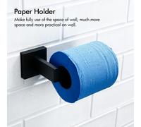 Soporte de papel higiénico negro mate, accesorios de baño de acero inoxidable 304, colgador de rollo de montaje en pared de 1 pieza para Baño