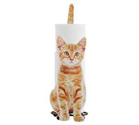 Soporte de Papel higiénico, Soporte de Papel para Gatos de simulación con Forma de Gato, Estante de Almacenamiento de Papel higiénico, Regalo para Amantes de los Gatos (Naranja)