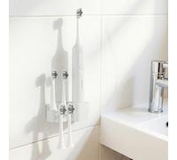 Soporte de pared adhesivo para cepillos de dientes, compatible con cepillos de dientes eléctricos Philips Sonicare, soporte de baño con ranuras White-1 Set
