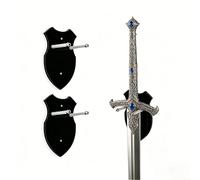 Soporte de pared de espada acrílica con diseño transparente para una visualización vertical segura, adecuado para espadas decorativas largas y réplicas históricas (negro, 2 piezas)