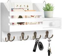 Soporte de pared de madera para llaves con 4 ganchos