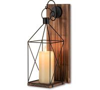 Soporte de pared de madera para velas, lámpara de pared: juego de 2, 40 cm, candelabro, decoración de pared, color marrón, ideal para salón, pasillo, chimenea, pared, soporte para velas